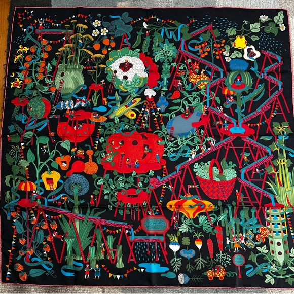 HERMES~Le Potager Extraordinaire~Pierre Marie~100% Silk~Scarf~90cm~Box~France